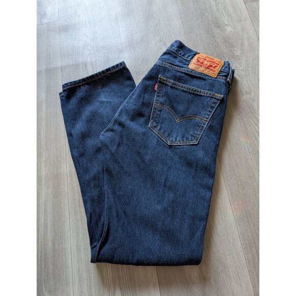 Levis Mens 505 Straight Fit Jeans W32 L34 Blue Denim Classic Style - Picture 1 of 4